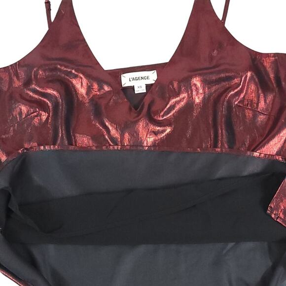 L'agence Foiled Shimmer Tank Top Holiday Red - Picture 8 of 11